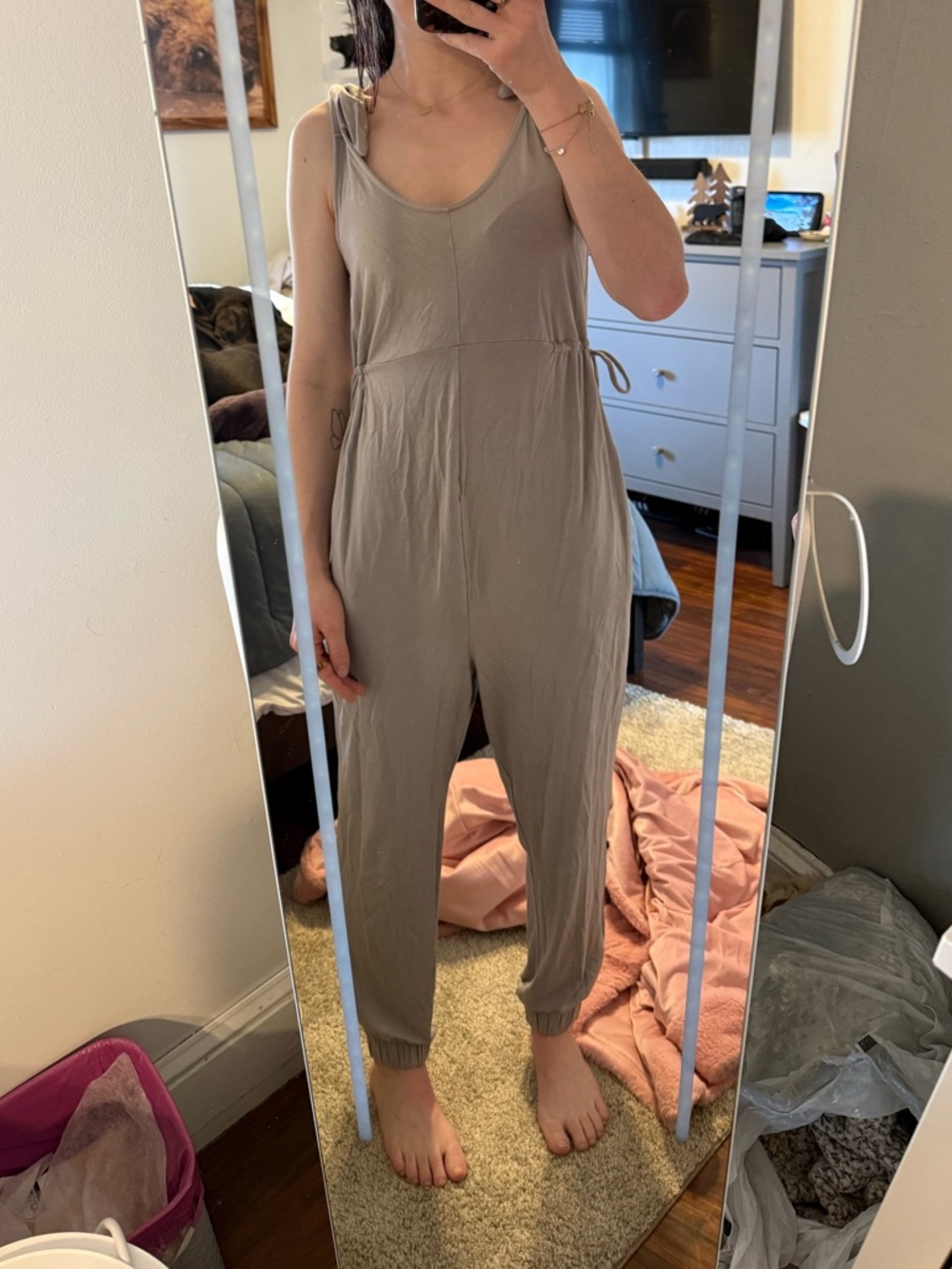 Ingrid & Isabel Taupe Tie-Shoulder Jumpsuit